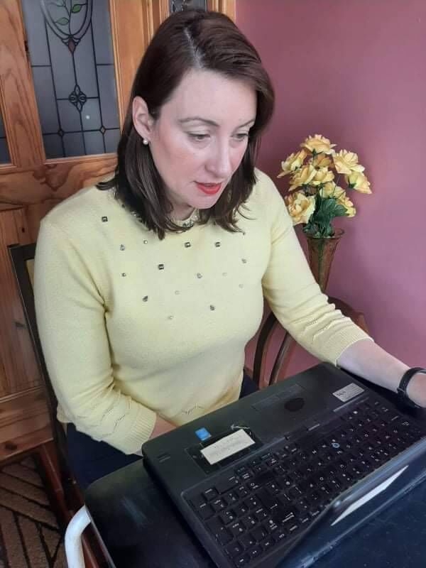 Teresa Moynihan, delegate of the Dublin West branch of the INTO, watching proceedings online. 