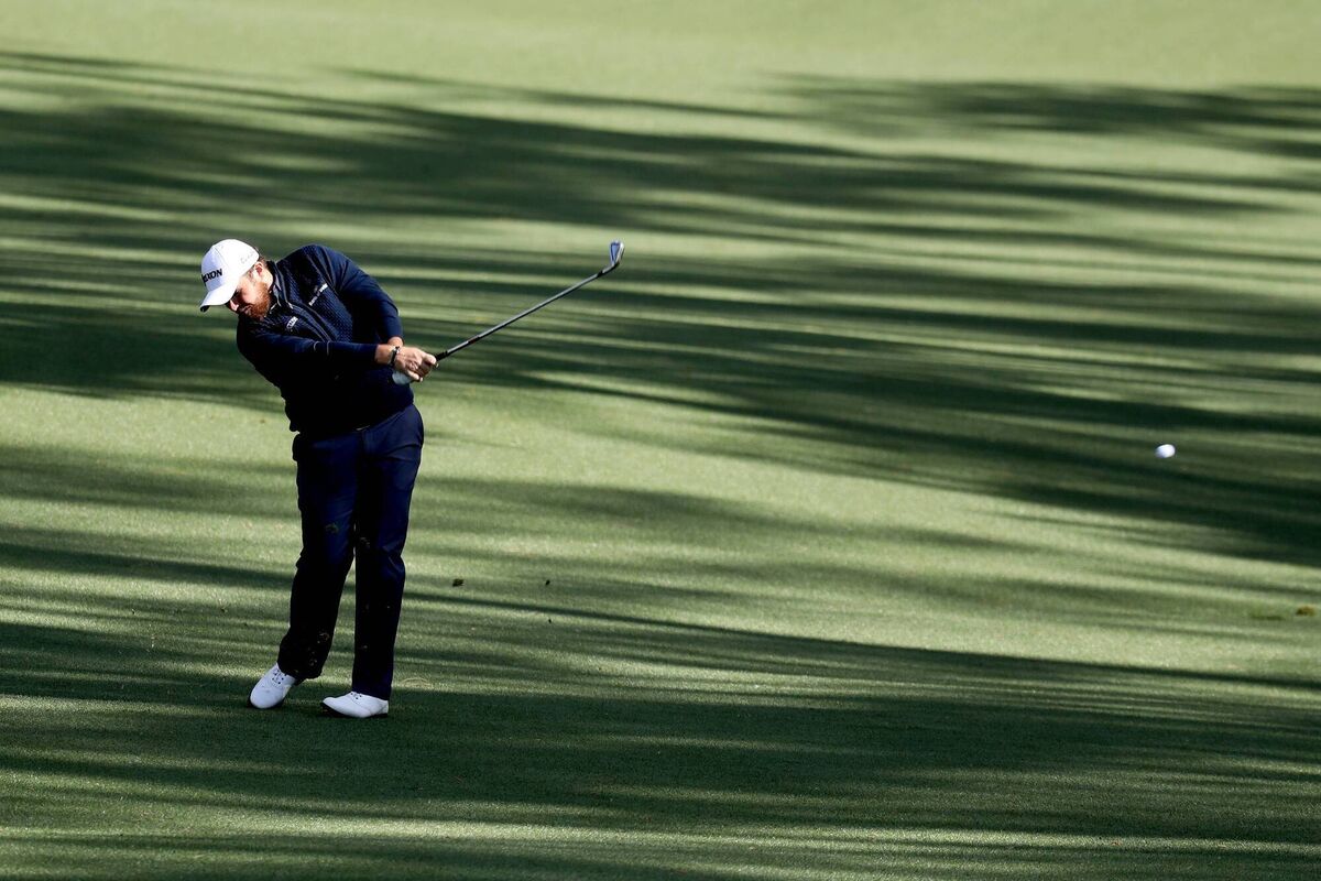 Shane Lowry plays a shot on the 13th hole at Augusta National. (Photo by Rob Carr/Getty Images)