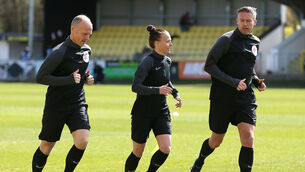 <p>On Easter Monday, Rebecca Welch became the first woman to referee a match in the EFL when she took charge of a League Two clash between Harrogate Town and Port Vale. Picture: Nigel French</p>