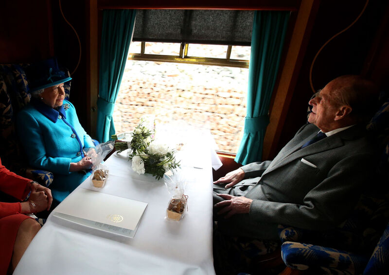 Queen Elizabeth II and the Duke of Edinburgh traveling on a steam train to inaugurate the new £294 million Scottish Borders Railway, on the day she became Britain's longest reigning monarch in 2015. Picture: Andrew Milligan/PA Wire Queen Elizabeth II and the Duke of Edinburgh traveling on a steam train to inaugurate the new £294 million Scottish Borders Railway, on the day she became Britain's longest reigning monarch in 2015. Picture: Andrew Milligan/PA Wire