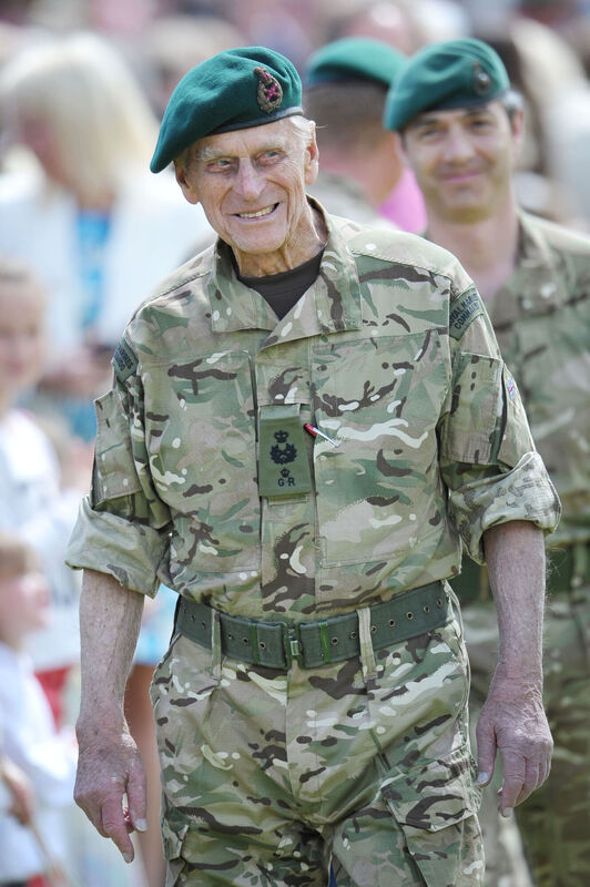 The Duke of Edinburgh after presenting campaign medals to members of 40 Commando who completed their first tour of Afghanistan, at Norton Manor Camp, Somerset, following their return in 2013. Picture: Tim Ireland/PA Wire The Duke of Edinburgh after presenting campaign medals to members of 40 Commando who completed their first tour of Afghanistan, at Norton Manor Camp, Somerset, following their return in 2013. Picture: Tim Ireland/PA Wire