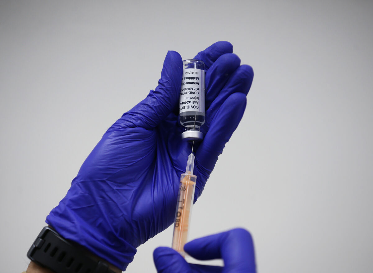 A dose of the Oxford/AstraZeneca coronavirus vaccine is prepared.