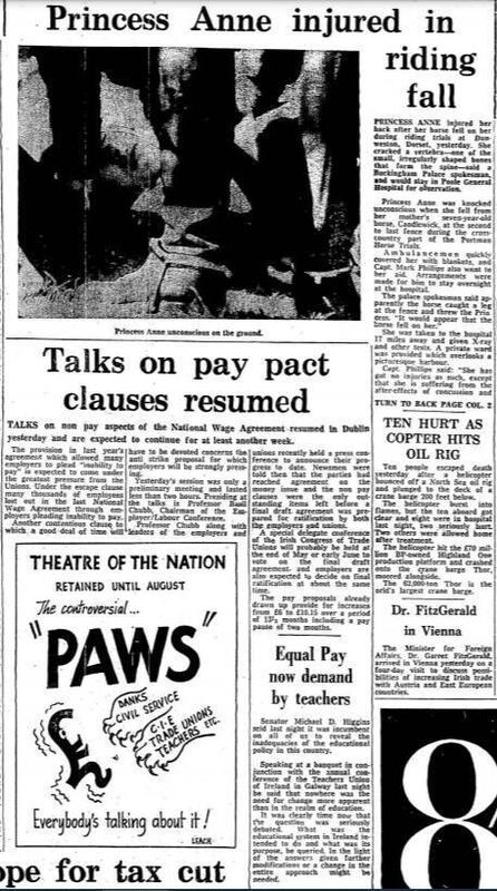 Higgins making the front page of the Cork Examiner on April 22nd, 1976 as a senator.