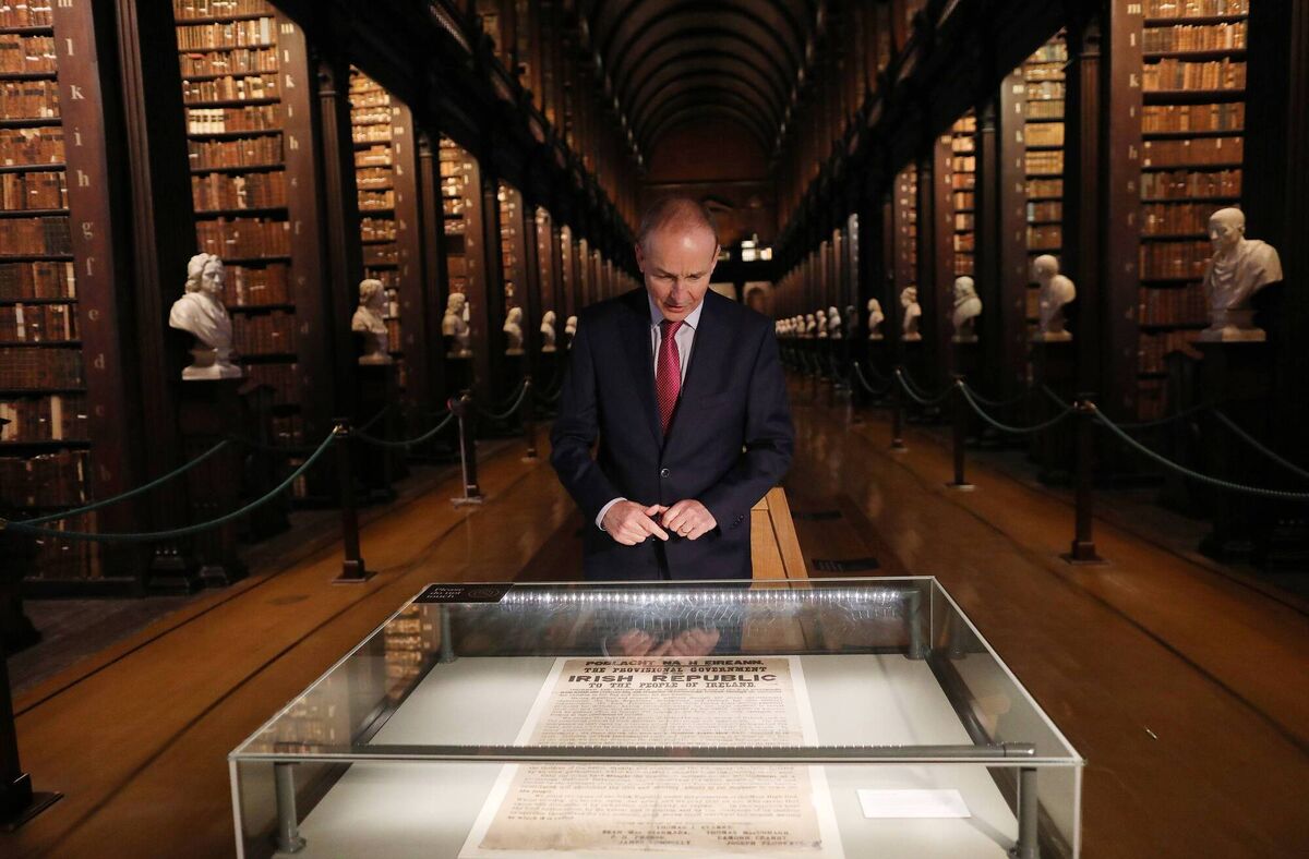 The Taoiseach, Micheál Martin viewing the Book of Kells. Picture: Julien Behal