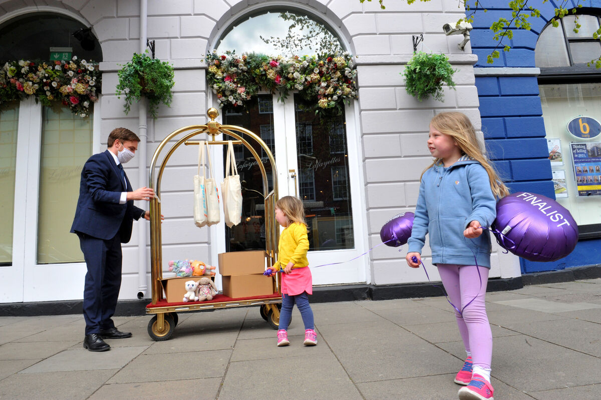 Mark Flynn of The Imperial Hotel prepares items for collection by sisters Alison and Anna O'Sullivan of Clancy's Bar collecting dine-at-home dinner items at The Imperial Hotel, South Mall, Cork on Saturday afternoon. Pic; Larry Cummins Mark Flynn of The Imperial Hotel prepares items for collection by sisters Alison and Anna O'Sullivan of Clancy's Bar collecting dine-at-home dinner items at The Imperial Hotel, South Mall, Cork on Saturday afternoon. Pic; Larry Cummins