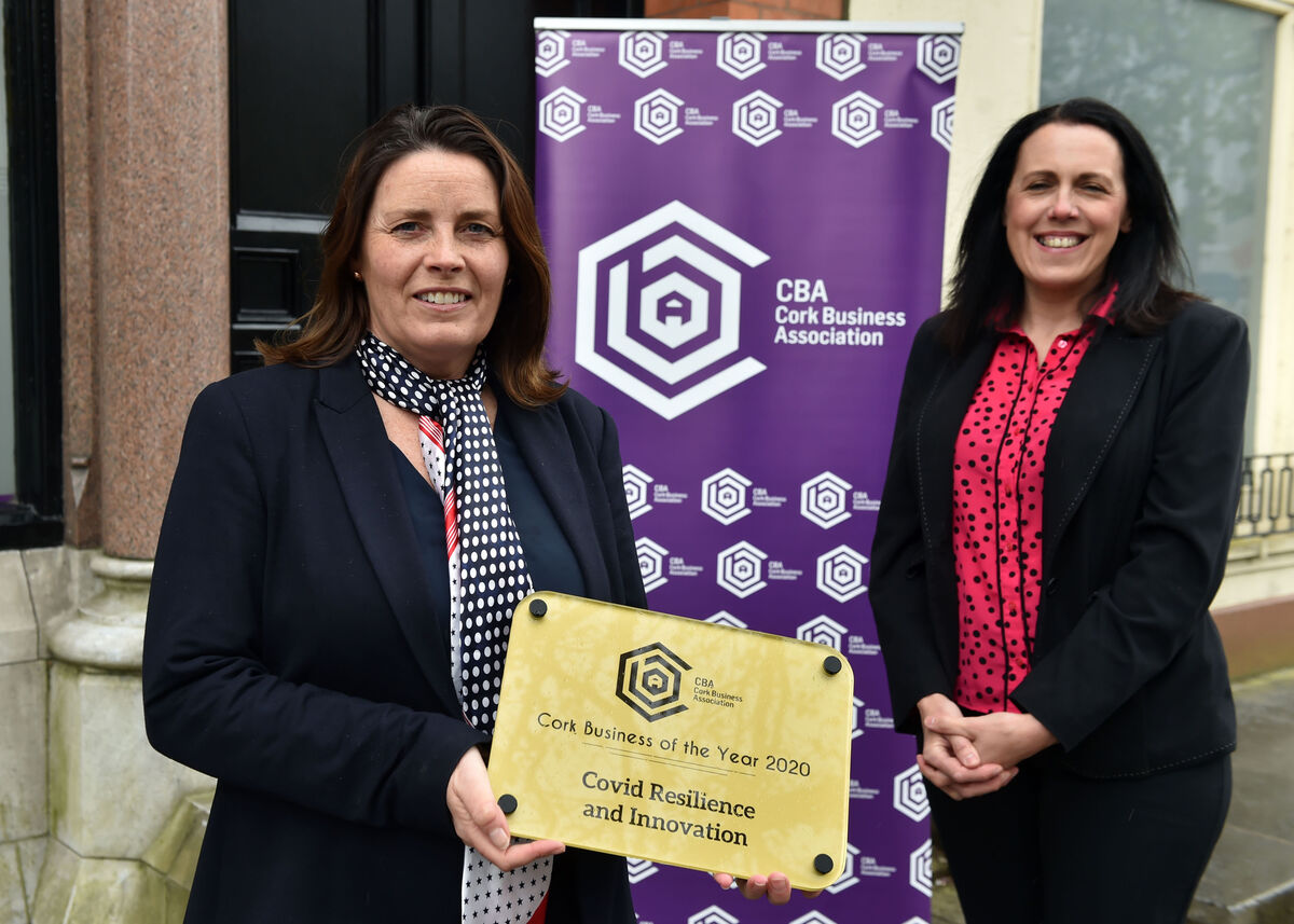Jenny O'Flynn, (left) MD and Margaret O'Regan, operations manager Event Plan winner resilience & Innovation award in the Cork Business Association awards Jenny O'Flynn, (left) MD and Margaret O'Regan, operations manager Event Plan winner resilience & Innovation award in the Cork Business Association awards