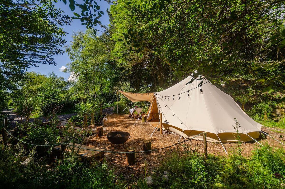 The tent is surrounded by woodland. Picture: Airbnb