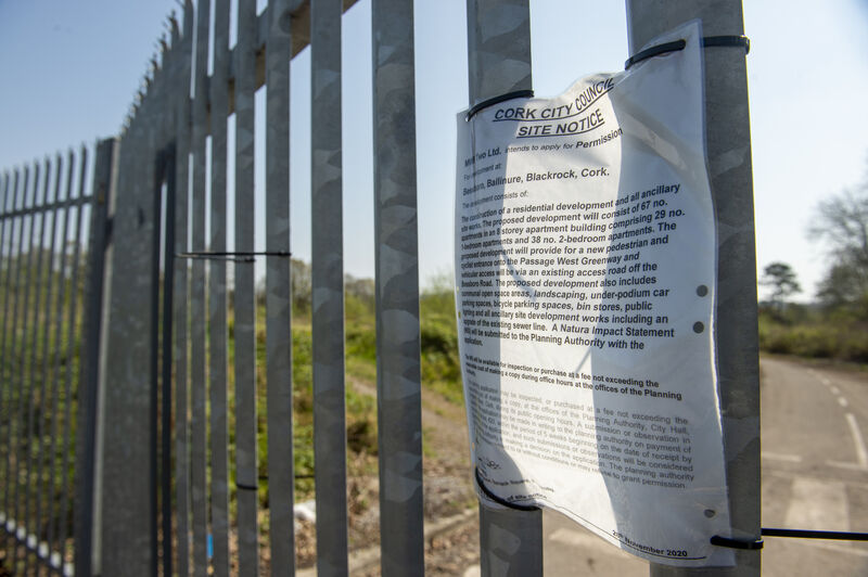 The site notice for MVB Two Ltd application for planning permission at Ballinure, Blackrock, Cork on the lands of the former mother and baby home on the Bessborough lands. Picture Dan Linehan The site notice for MVB Two Ltd application for planning permission at Ballinure, Blackrock, Cork on the lands of the former mother and baby home on the Bessborough lands. Picture Dan Linehan