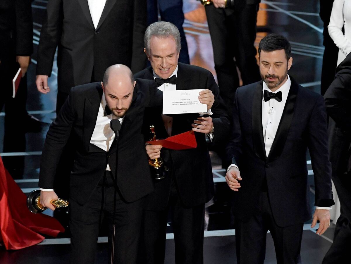 'La La Land' producer Jordan Horowitz holds up the winner card reading actual Best Picture winner 'Moonlight' 'La La Land' producer Jordan Horowitz holds up the winner card reading actual Best Picture winner 'Moonlight'