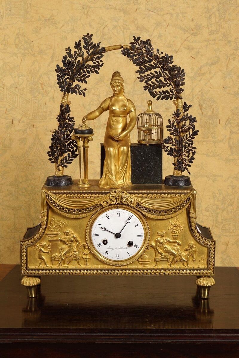 A c1790 French ormolu clock at Sheppards. 