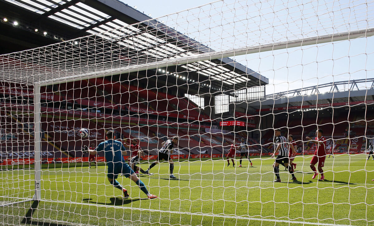 Liverpool's Mohamed Salah scores his side's only goal of the game. Picture: David Klein