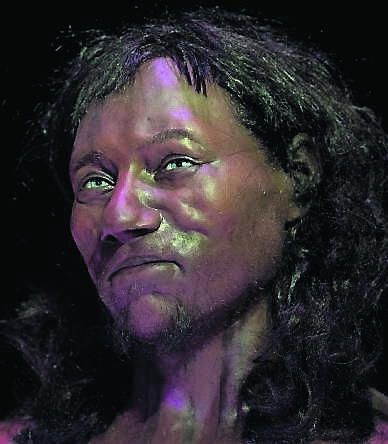 A full face reconstruction model made from the skull of a 10,000 year old man, known as 'Cheddar Man'. Picture: JUSTIN TALLIS/AFP via Getty Images