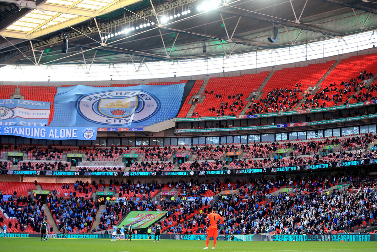 CROWD PLEASING: A general view of fans in the stands during the Carabao Cup Final at Wembley Stadium, London. Picture: Adam Davy/PA Wire. 