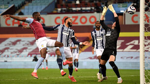 <p>Aston Villa’s Keinan Davis (left) scores Aston Villa’s late equaliser (Shaun Botterill/PA)</p>