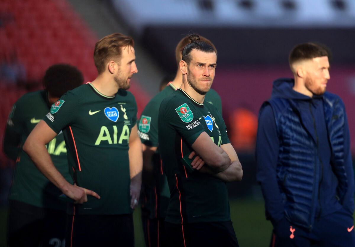 Tottenham Hotspur's Gareth Bale appears dejected at the end of the game