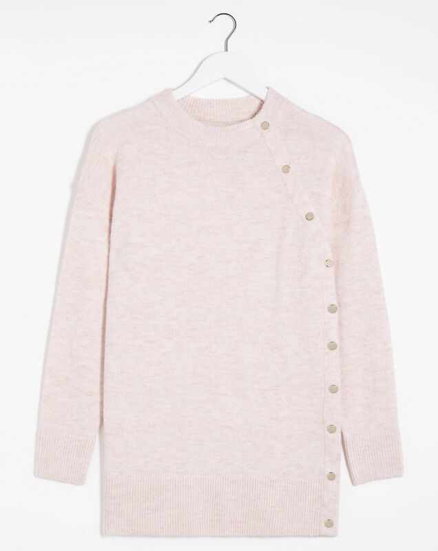 Blush Marl Popper Tunic, €45, Oxendales Blush Marl Popper Tunic, €45, Oxendales