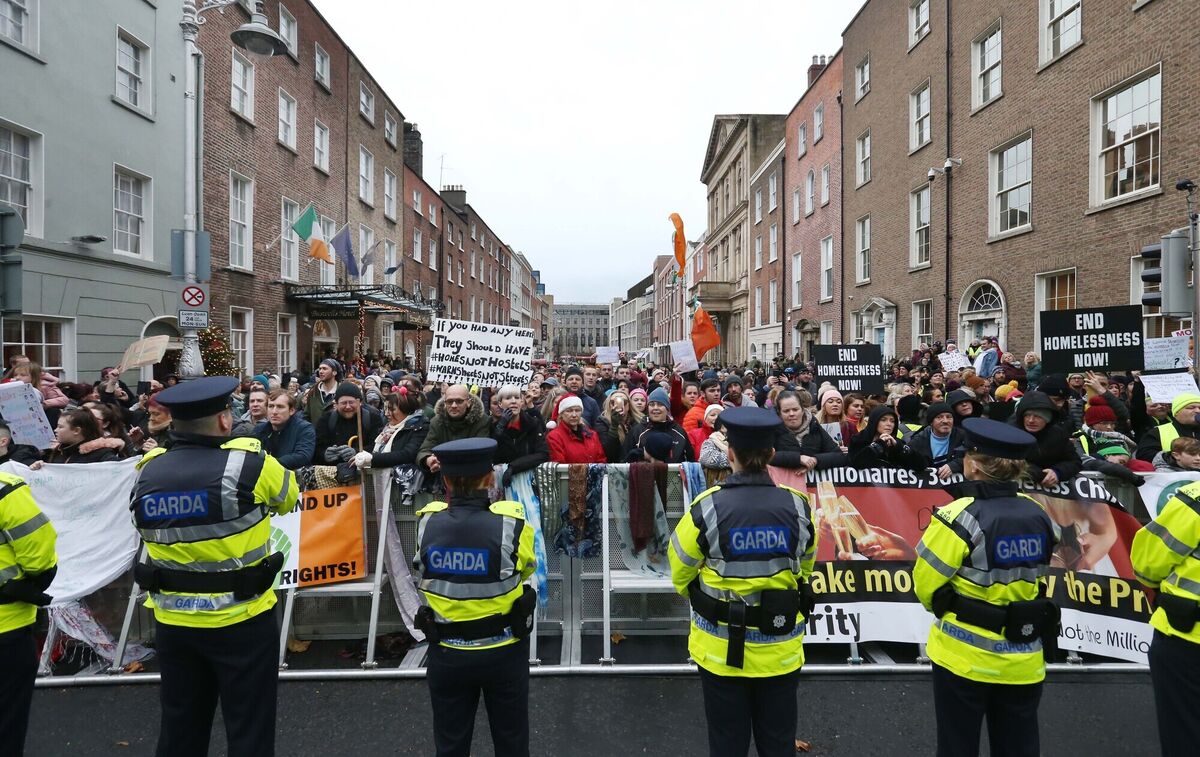  A protest march against homelessness in 2019. Eoghan Murphy said not resolving the emergency accommodation crisis during his tenure was one of his deepest regrets. Photograph: RollingNews.ie