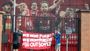 <p>Liverpool have agreed to open discussions with fans in the wake of the backlash from the failed Super League (Martin Rickett/PA)</p>