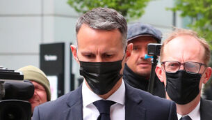 <p>Former Manchester United footballer Ryan Giggs arrives at Manchester Magistrates’ Court where he is charged with assaulting two women and controlling or coercive behaviour.</p>
