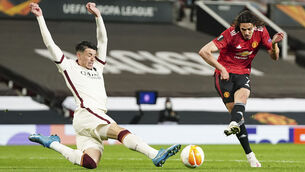 <p>Manchester United's Edinson Cavani shone on a night to remember for the English side. Picture: Jon Super</p>