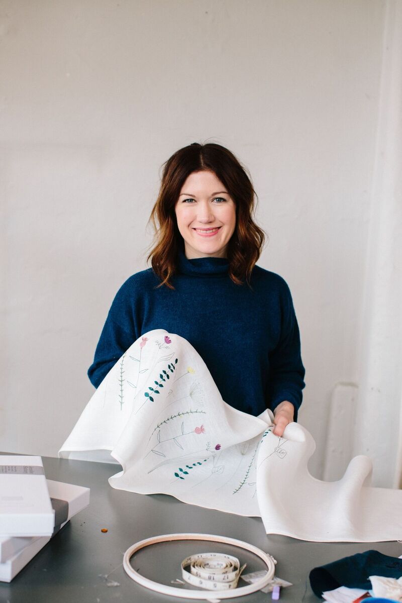  Textile designer and maker Jennifer Slattery in her Dublin studio where she produces table linens and blankets using Irish made materials.