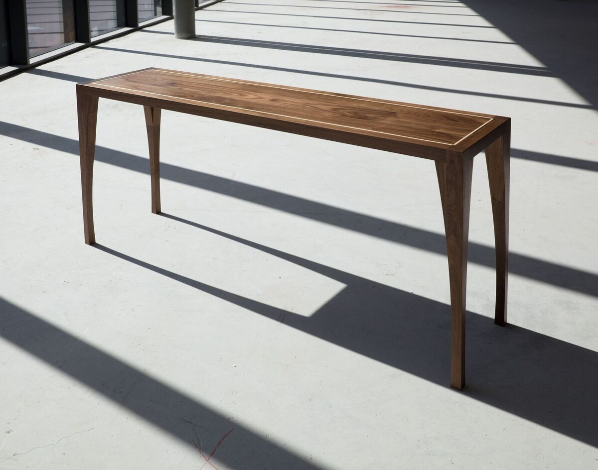 Fergal O’Leary’s Gazelle console table is made from walnut with maple inlay (€2,000). Bespoke sizes available on request.