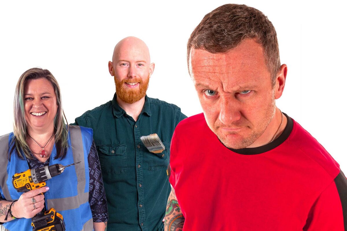 PJ Gallagher with Jennifer Byrne and Jimmy Englezos.