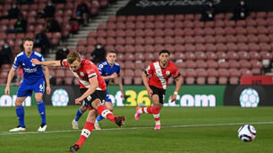 <p>Southampton's James Ward-Prowse scores their side's goal of the game from the penalty spot. Picture: Neil Hall</p>