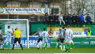 <p>Bray Wanderers supporters watch on during the SSE Airtricity League First Division match  against Cork City. Picture: Matt Browne</p>