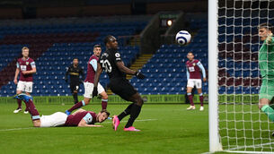 <p>West Ham United's Michail Antonio scores their second goal of the game at Turf Moor. Photo: Gareth Copley/PA </p>