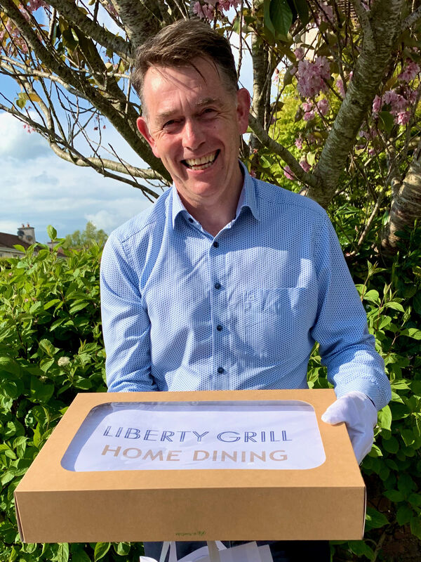 Co-Proprietor Denis O’Mullane delivering the Liberty Grill meal kit (Picture: Joe McNamee) Co-Proprietor Denis O’Mullane delivering the Liberty Grill meal kit (Picture: Joe McNamee)