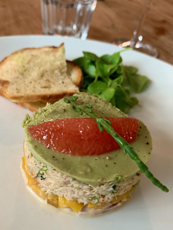 Avocado, Mango and Crab Timbale with croutons and watercress salad from Liberty Grill (Picture: Joe McNamee) Avocado, Mango and Crab Timbale with croutons and watercress salad from Liberty Grill (Picture: Joe McNamee)