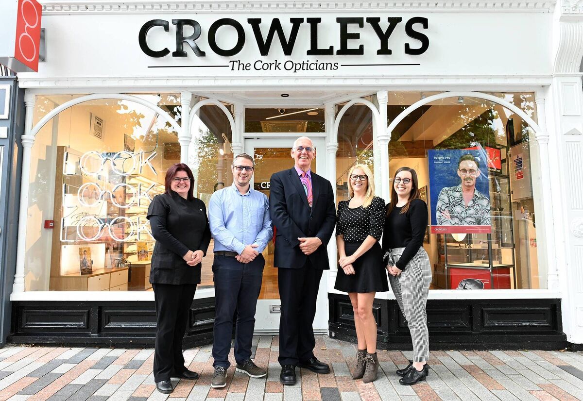 Conor Crowley and some of the Crowleys Opticians team outside their Grand Parade store.