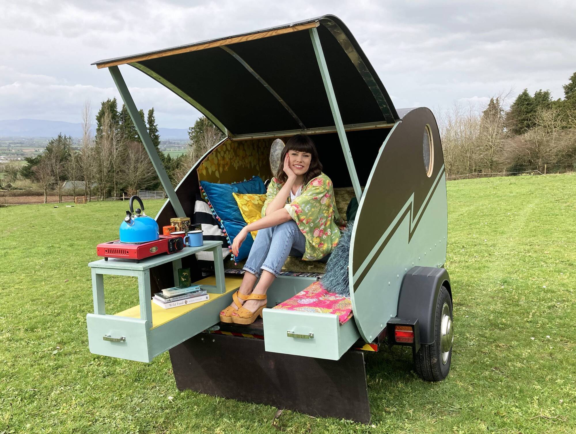 Gráinne Wilson in her travel pod.