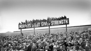 <p>
                <span class="contextmenu emphasis">SPACE AT A PREMIUM:</span> Spectators at the 1941 Munster SHC semi-final between Cork and Limerick at the Cork Athletic Grounds.</p>