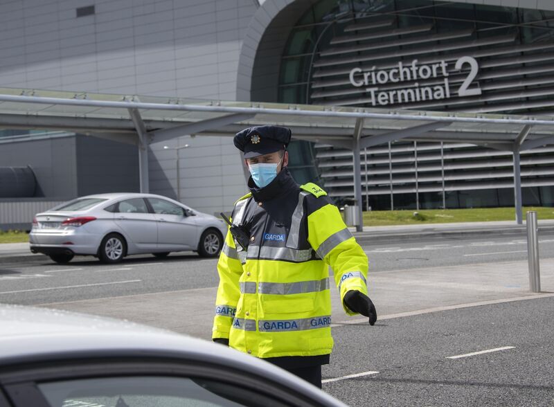 A Garda checkpoint in operation at the entrance to Terminal 2 Dublin Airport. Picture: Colin Keegan, Collins Dublin