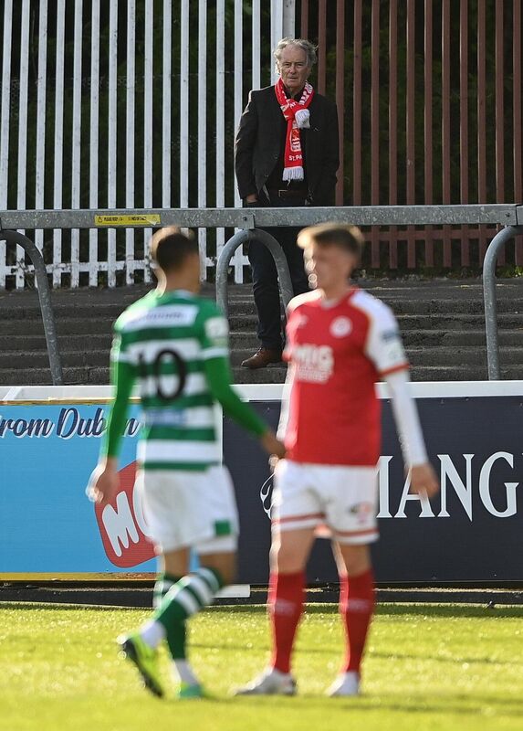 Former Republic of Ireland and St Patrick's Athletic manager Brian Kerr looks on at Graham Burke of Shamrock Rovers after he scored his side's first goal at Richmond Park. Photo by Harry Murphy/Sportsfile Former Republic of Ireland and St Patrick's Athletic manager Brian Kerr looks on at Graham Burke of Shamrock Rovers after he scored his side's first goal at Richmond Park. Photo by Harry Murphy/Sportsfile