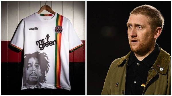 The Bohemians' Bob Marley jersey that had to be redesigned; right, Bohs' chief operating officer Daniel Lambert. The Bohemians' Bob Marley jersey that had to be redesigned; right, Bohs' chief operating officer Daniel Lambert.