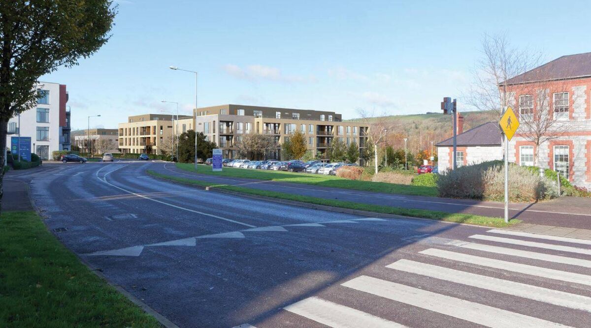 A computer-generated view of the 123-apartment development planned by O'Flynn Construction on Ballincollig's Old Fort Road.