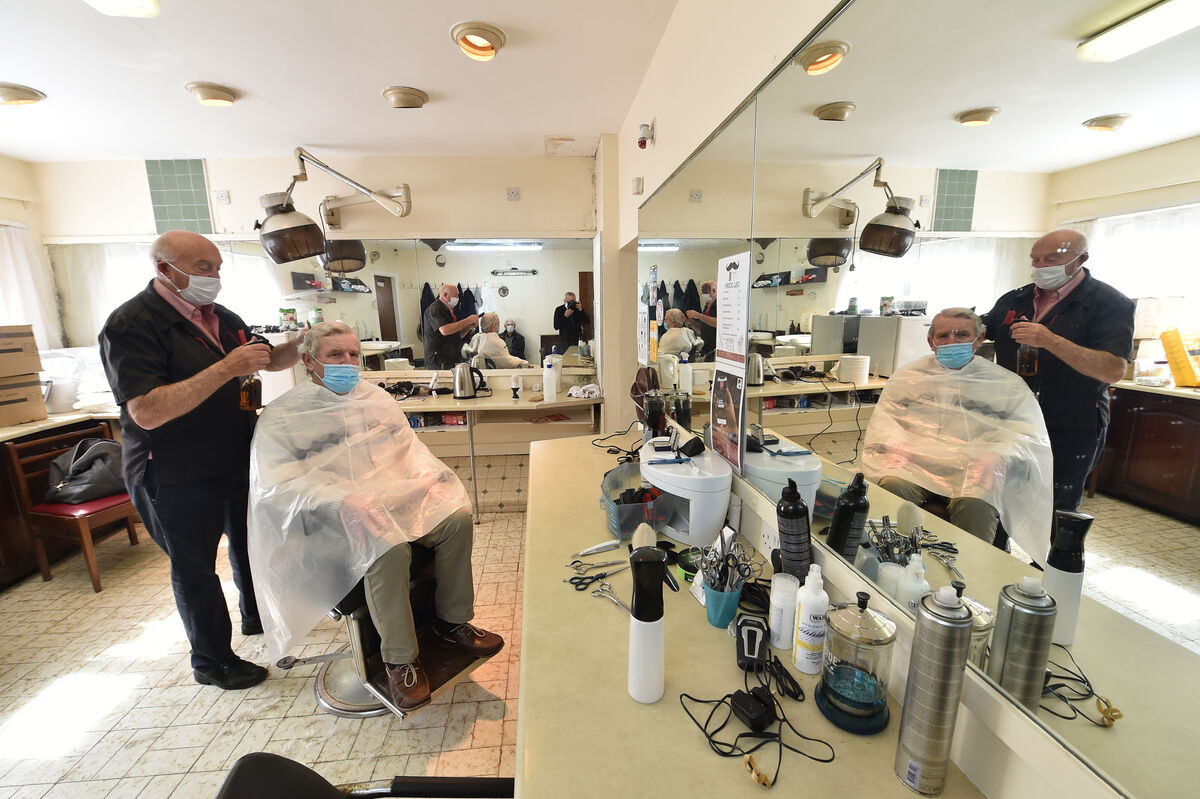 Mick Moriarty (the Baldy Barber) started his 55th year yesterday by cutting the hair of Dan Joe McCarthy at Moriarty's Barbers, Blackpool, Cork. Picture: Dan Linehan Mick Moriarty (the Baldy Barber) started his 55th year yesterday by cutting the hair of Dan Joe McCarthy at Moriarty's Barbers, Blackpool, Cork. Picture: Dan Linehan