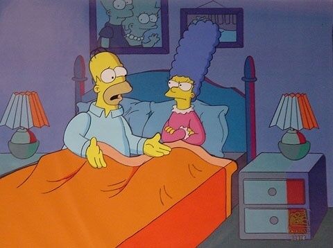 A scene from The Simpsons that sees Homer and Marge argue out an issue in the marital bed - a staple of the series' golden-era humanity A scene from The Simpsons that sees Homer and Marge argue out an issue in the marital bed - a staple of the series' golden-era humanity