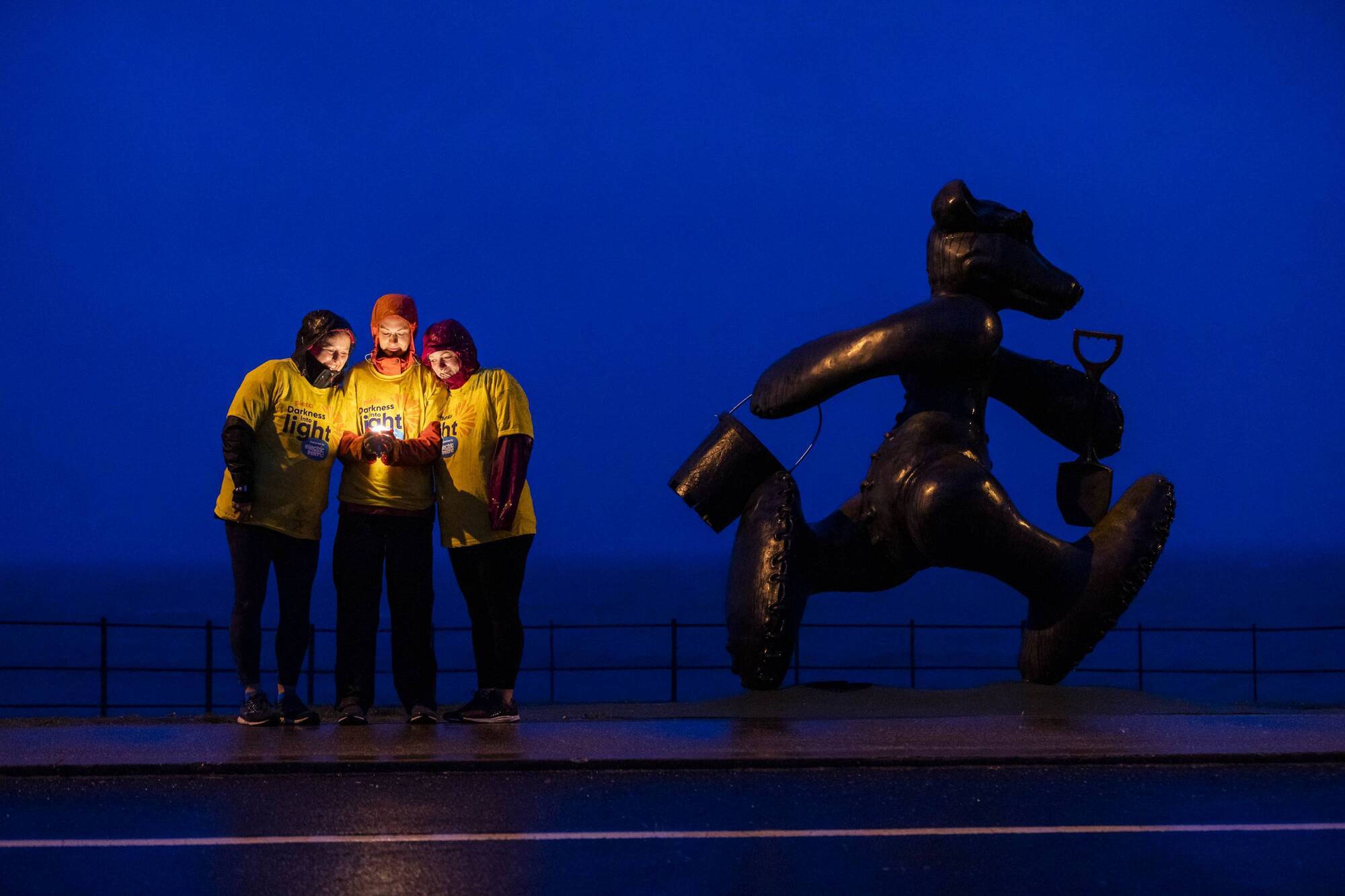Grainne Gill, Eimear Doran, Helen O’Reegan pictured Greystones Co Wicklow taking part in Pieta’s Darkness Into Light 2021. Picture - Andres Poveda