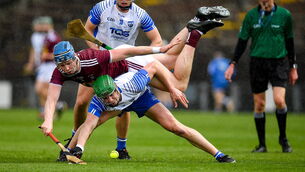 <p>Waterford's Michael Kiely in action against Tommy Doyle of Westmeath at Walsh Park. Photo by Seb Daly/Sportsfile</p>