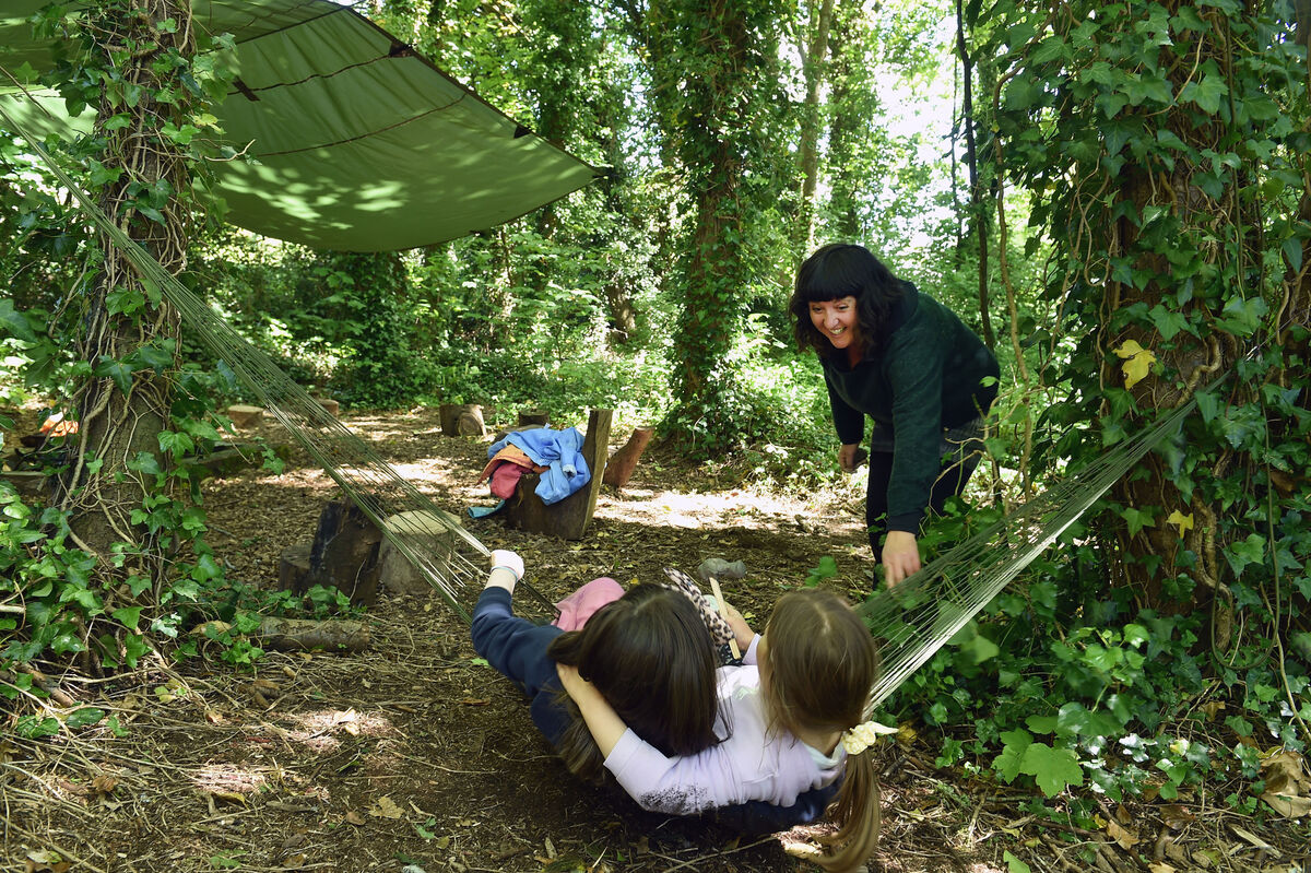 Children from the Education Together School on Grattan Street, Cork, attending the Mucky Boots Forest School with Niamh Geoghegan. Picture: Dan Linehan