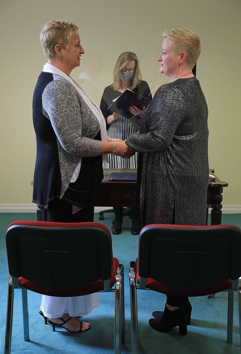 Breeda Lyne, left, and Frances Neeson with registrar Mary T O'Shea Breeda Lyne, left, and Frances Neeson with registrar Mary T O'Shea