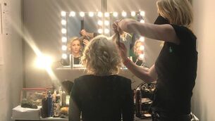 <p>Lesley Roy backstage today ahead of tonight's semi-final.</p>