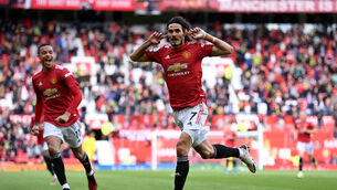 <p>Edinson Cavani netted the opener at Old Trafford. Picture: Laurence Griffiths</p>