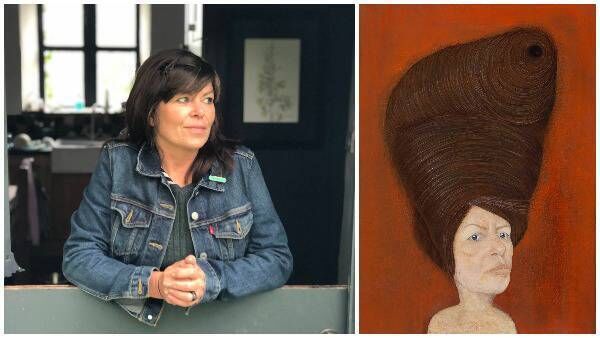 Zurich Rachel Ballagh and her portrait, High Anxiety. 