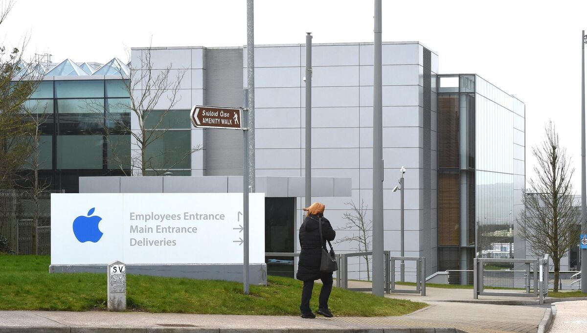 A woman heading into work at the Apple plant at Hollyhill, Cork. Picture Dan Linehan
