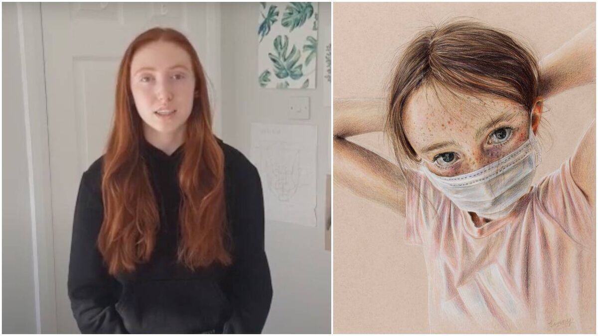 Eva McParland, winner of the Zurich Young Portrait Prize, with her portrait, Is this Normal? 